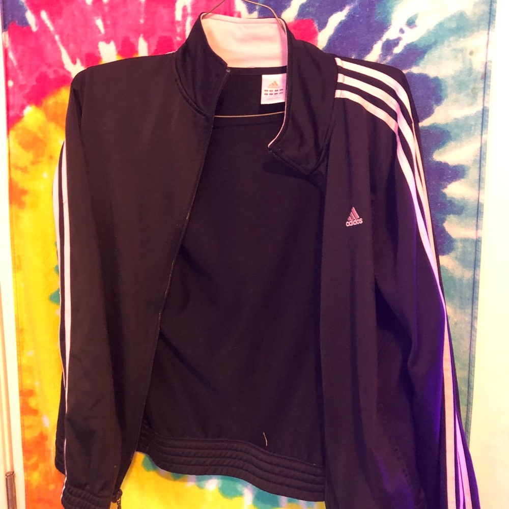 Black and pink adidas zip up